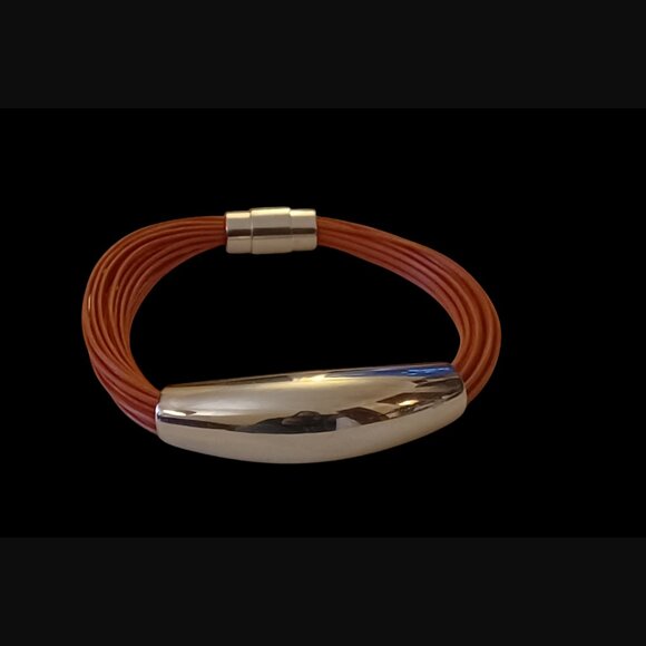 Emma Skye DSMK Stainless Steel Multi Cord Orange Red Size 7.25" Bracelet - Picture 10 of 10